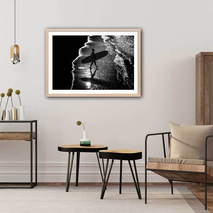 Poster surf contraste Affiche + cadre en bois - Chêne