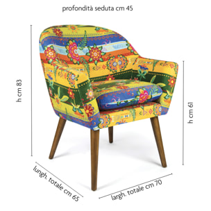 Fauteuil Excelsa Gipsy Soul poliestere e legno 70,5x65x83 cm multicolore