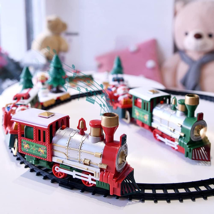 Set de 22 piezas de juego de tren de navidad con sonido y luz con vía de 283cm