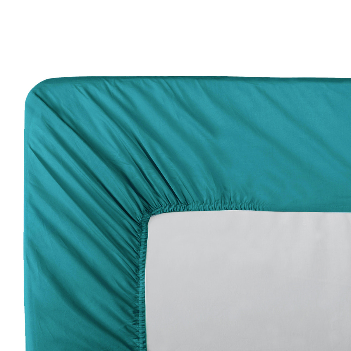 Drap housse b46 percale de coton 90 fils/cm² uni Olana emeraude