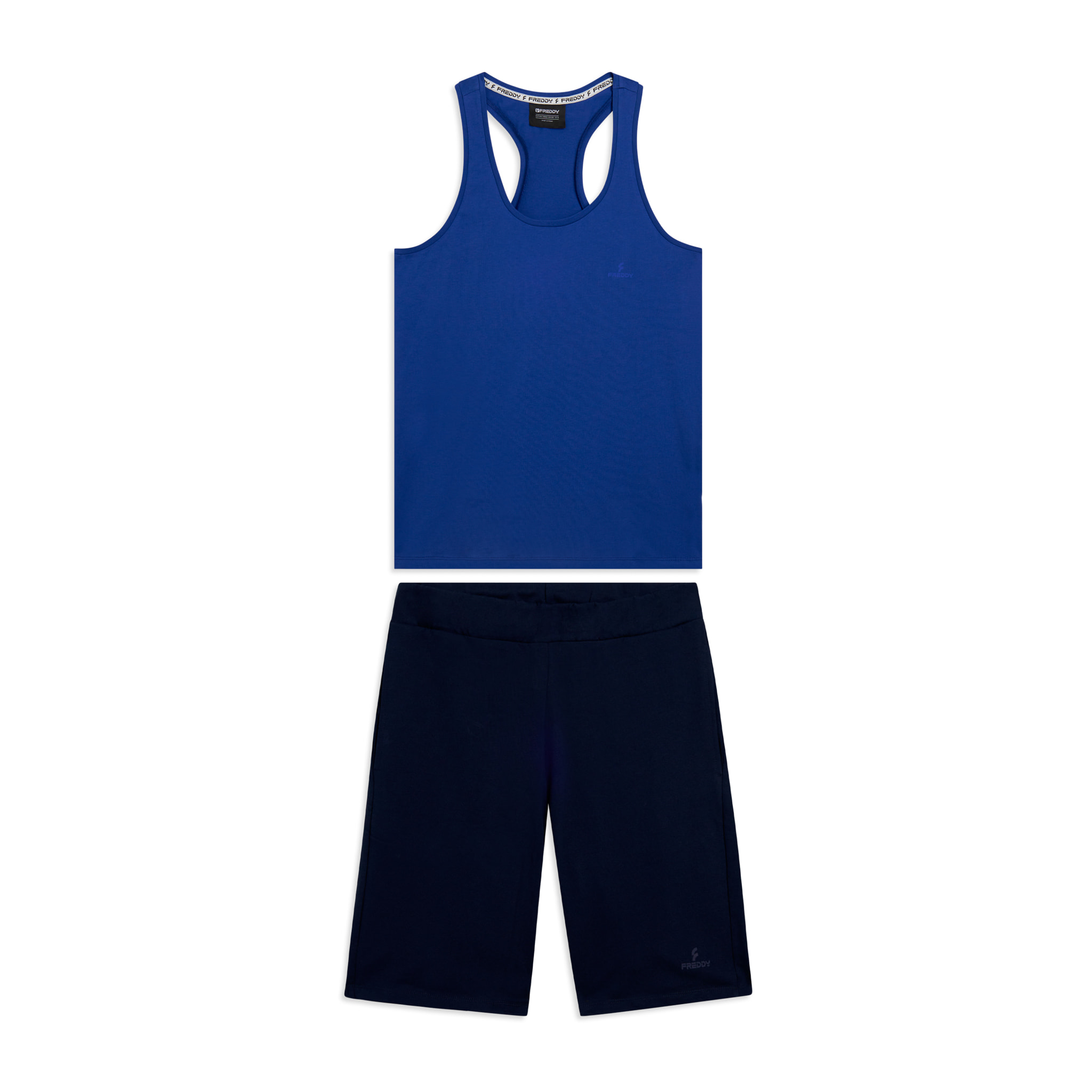 Completo sportivo in cotone con canotta e bermuda