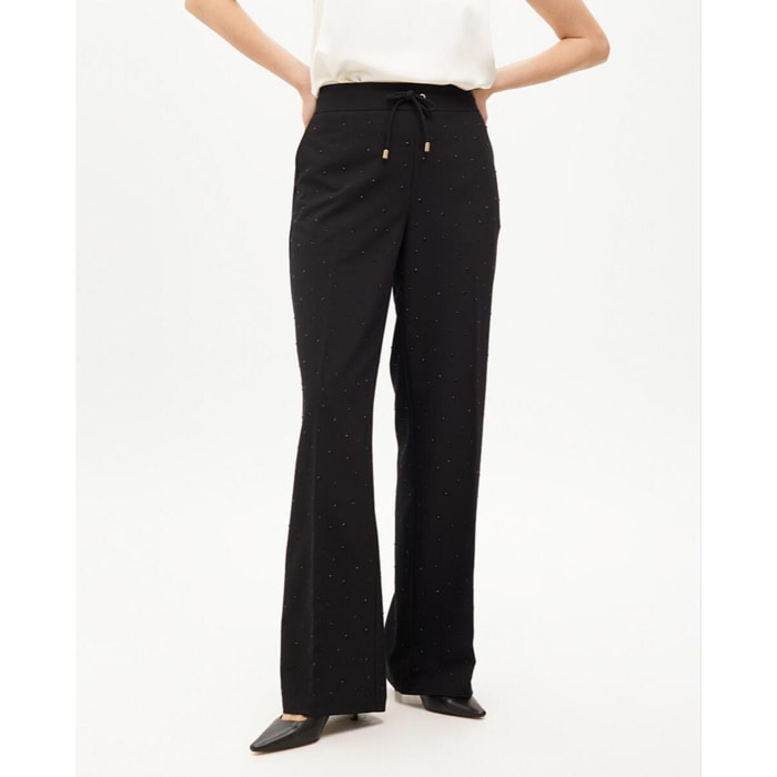Pantaloni dritti con strass