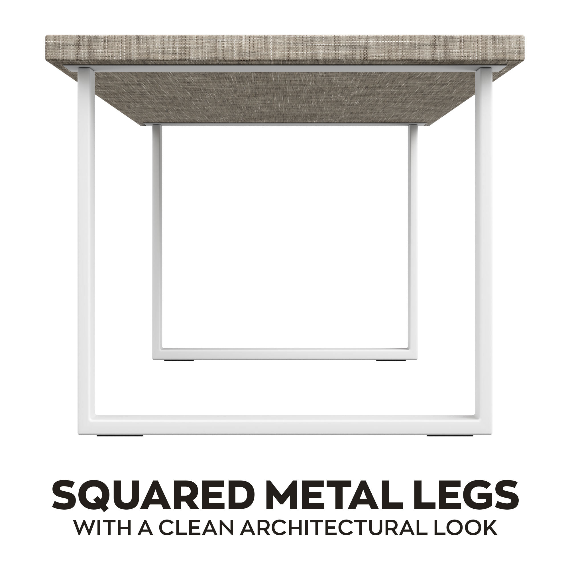 Tavolo da pranzo in legno e metallo con piedi squared bianchi 160x90 cm Grigio Testurizzato