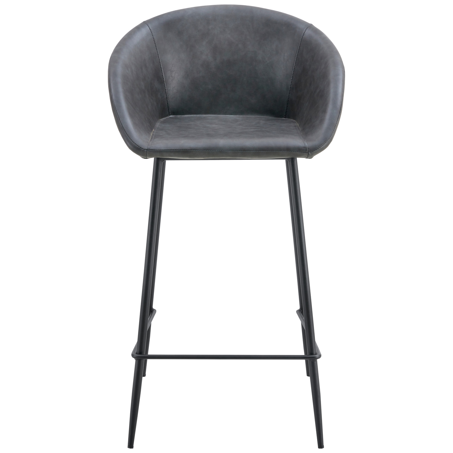 Lot de 2 tabourets de bar en simili gris foncé ACHILLE