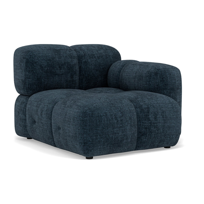 Grace - module d'assise droit en velours texturé - Bleu