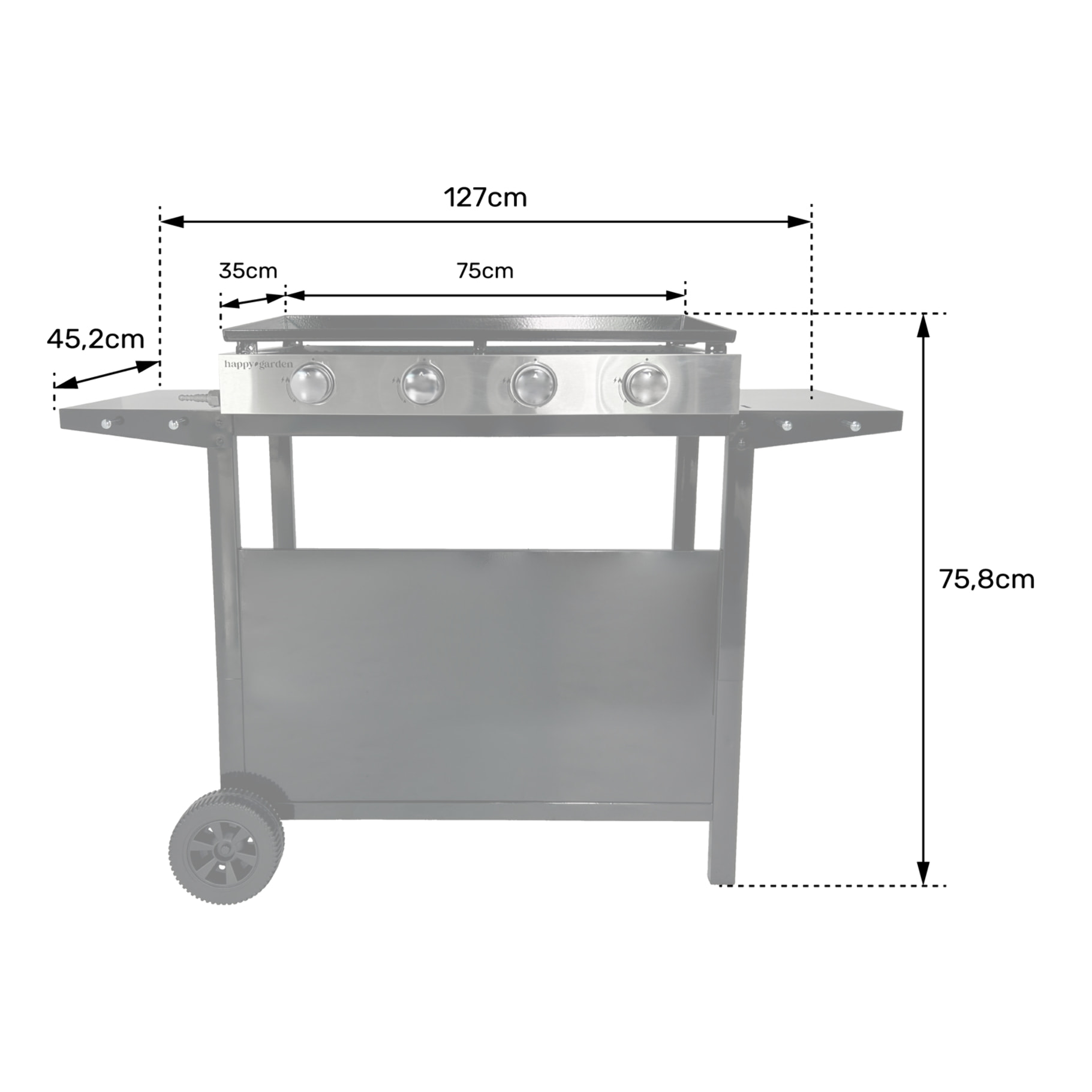 Plancha au gaz MÉRIDA 4 brûleurs + chariot
