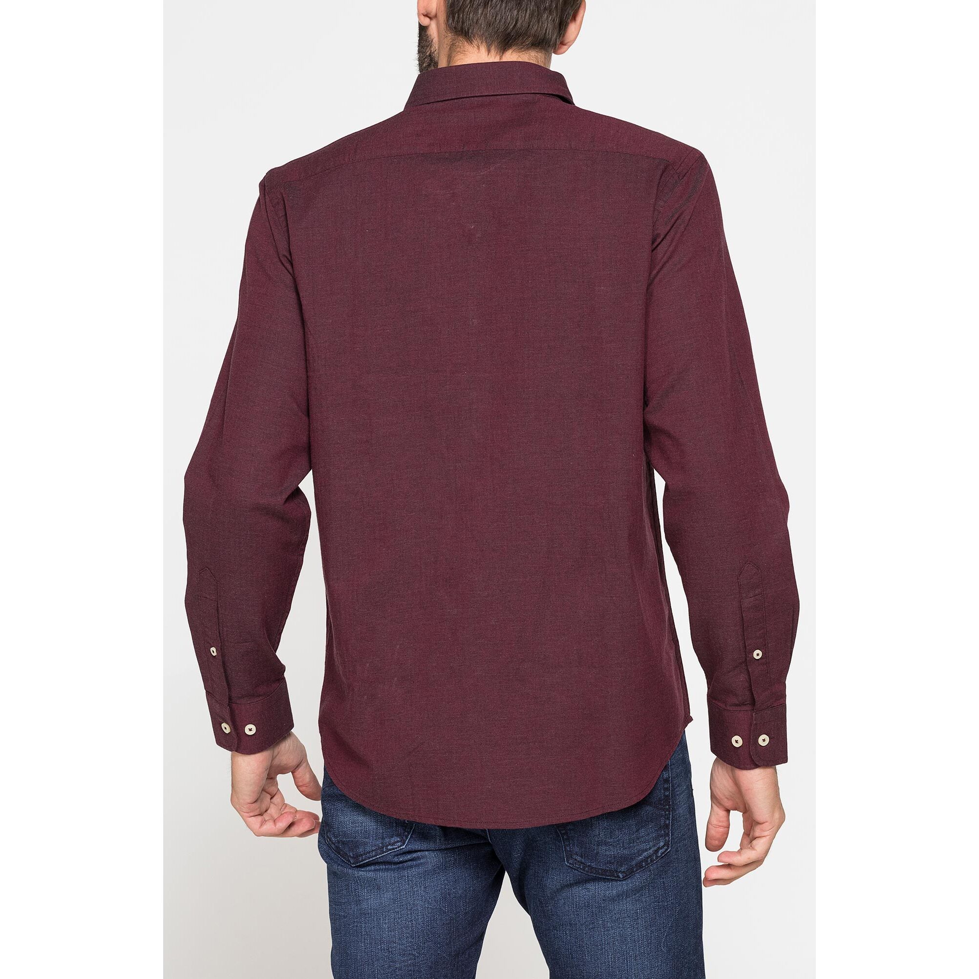 CAMICIA DI FLANELLA IN COLORI TINTA UNITA CON TASCHINO