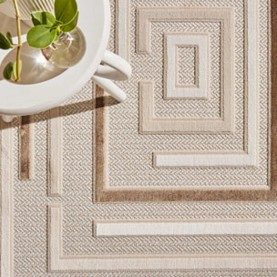 Tapis Loopin 334 beige - Motif en relief - Indoor & Outdoor