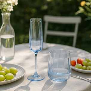 Lot de 4 flûtes en verre 24cl bleues RIVIERA