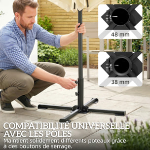 Pied de parasol pliable compatible mât 38-48mm acier anthracite