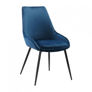 Chaise en velours avec piètement métal noir - 6 coloris - MONDO