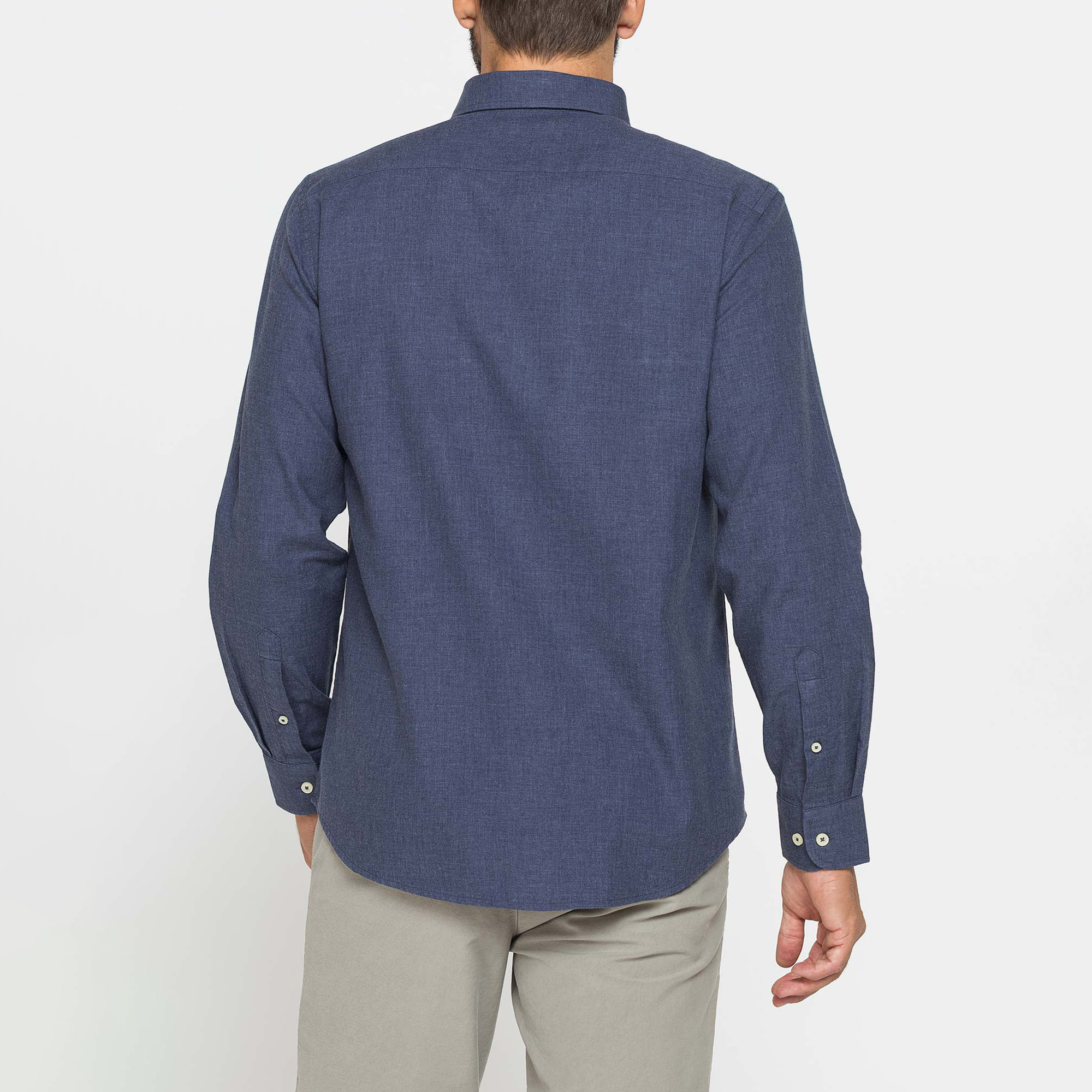 CAMICIA DI FLANELLA TINTA UNITA CON TASCHINO