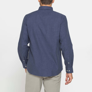 CAMICIA DI FLANELLA TINTA UNITA CON TASCHINO