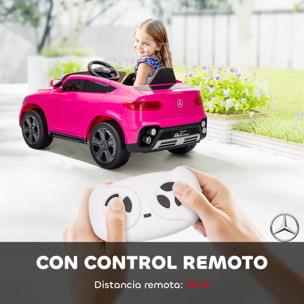 Coche Eléctrico para Niños Mercedes-Benz GLC, Coupé Coche de Batería 12V con Mando a Distancia 2,4 G Motor Doble Arranque Progresivo 3â€“5 km/h Uso 80 Min MP3 Bocina y Faros LED 3-6 Años Rosa