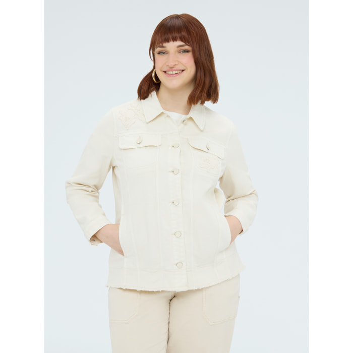 Fiorella Rubino - Camicia shacket con ricami floreali - Beige