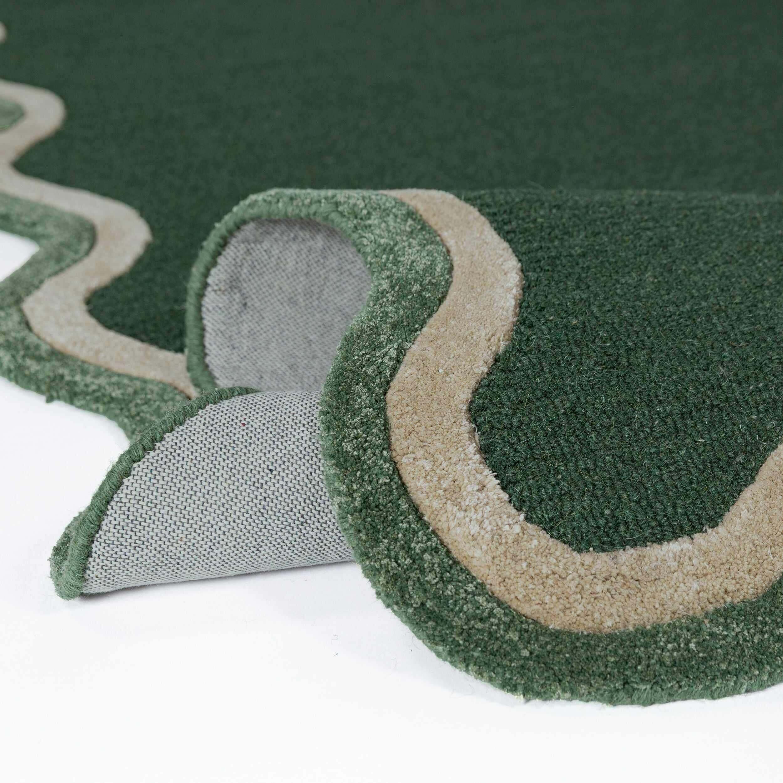 Tapis en mélange de laine à bordure festonnée RIVO