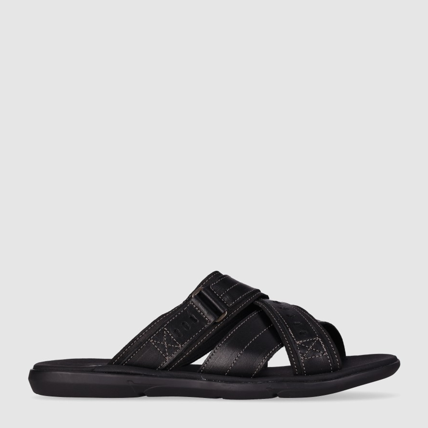 Sandalias de Piel - Negro - Tacón: Bajo