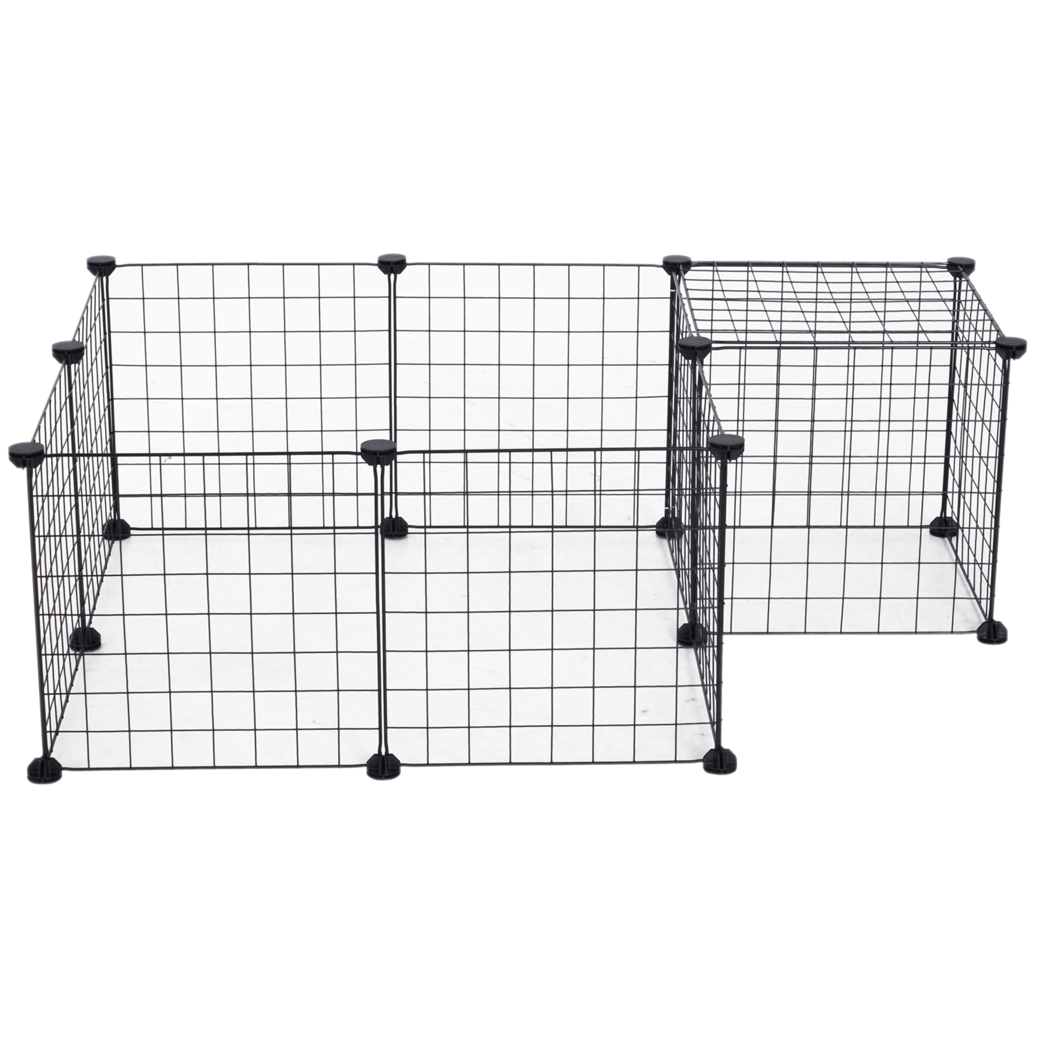 PawHut Recinto Modulare per Animali Domestici Nero 12 Moduli 35x35cm