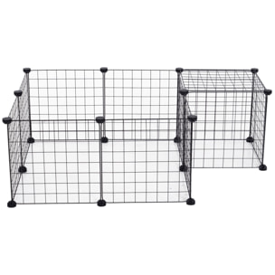 PawHut Recinto Modulare per Animali Domestici Nero 12 Moduli 35x35cm