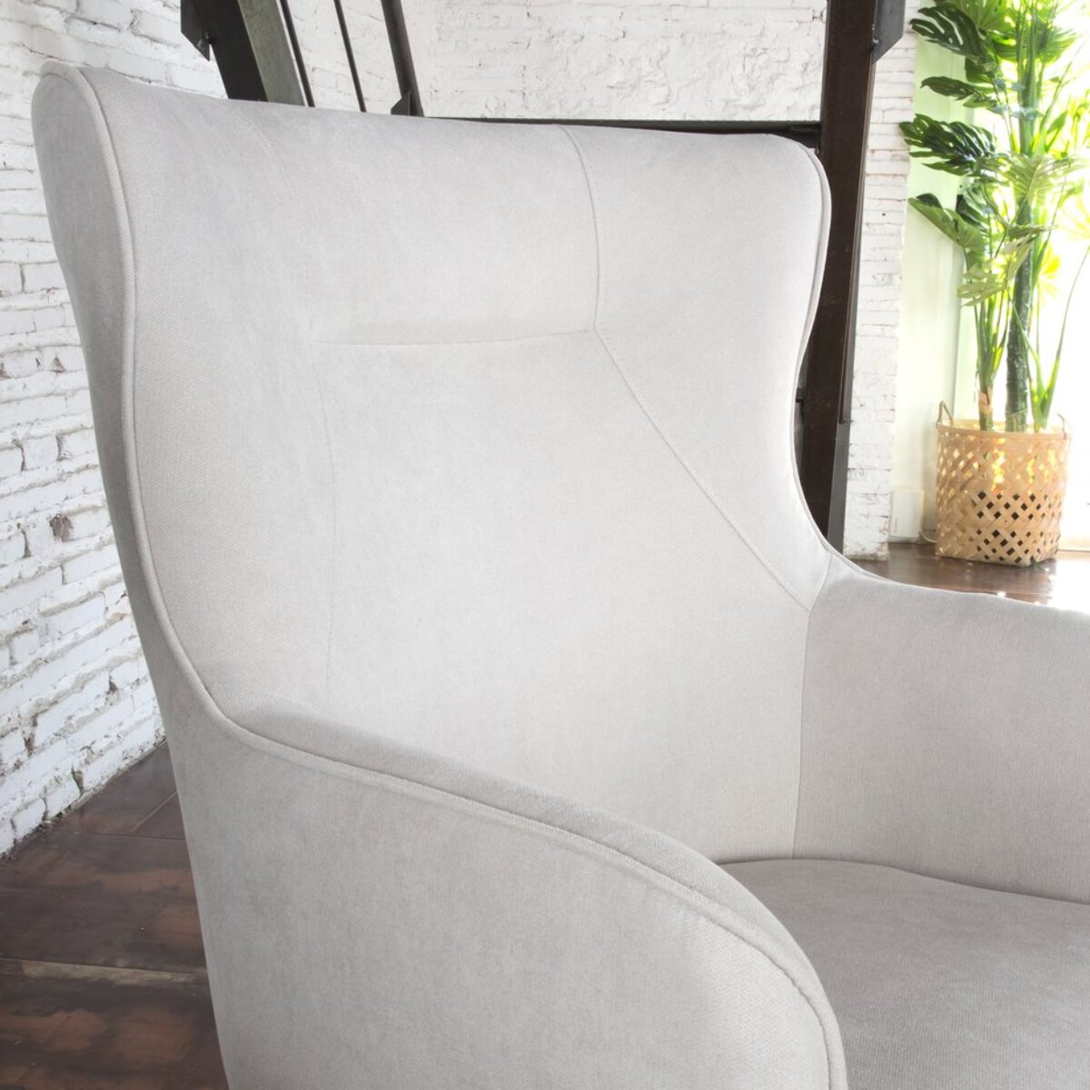 Fauteuil Visby -tissu et bois-couleur beige 88 x 100 x 78 cm