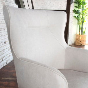 Fauteuil Visby -tissu et bois-couleur beige 88 x 100 x 78 cm