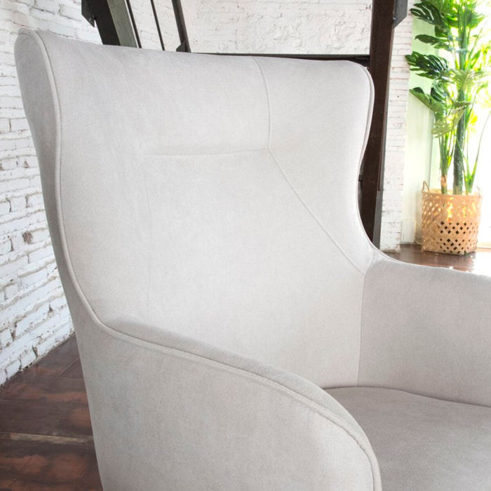 Fauteuil Visby -tissu et bois-couleur beige 88 x 100 x 78 cm