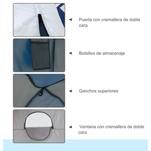 Tienda de Ducha Camping Portátil UV25+ Tienda de Privacidad Tienda Instantánea para Baño Vestuario Cambiador Inodoro con Ventana Bolsillo y Bolsa de Transporte 123x121x198 cm Azul