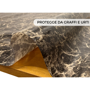 Tovaglia Antimacchia Plastificata Idrorepellente Rotolo Tasgliabile PVC Proteggi Tavolo Crystal Marmo D12 1,55mm
