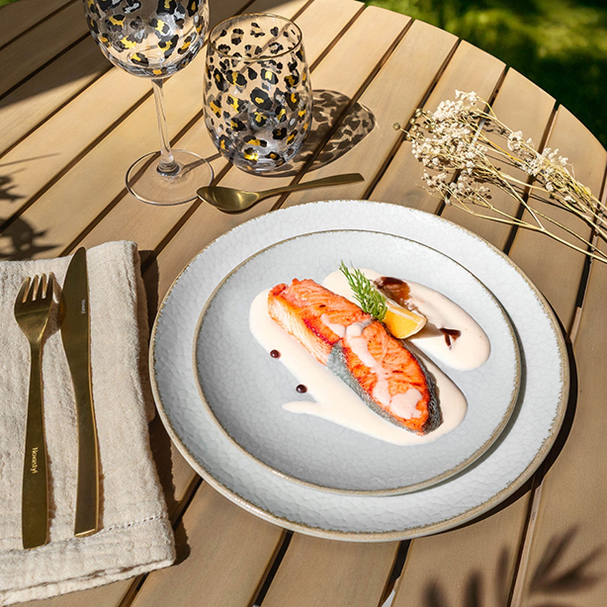 Lot de 6 assiettes à dessert porcelaine blanche et liseré beige 20cm NUANCE