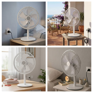 Well Home Ventilador de pie, Ø35cm, 35W, 3 velocidades, oscilación horizontal, 220-240V 50Hz, blanco mate