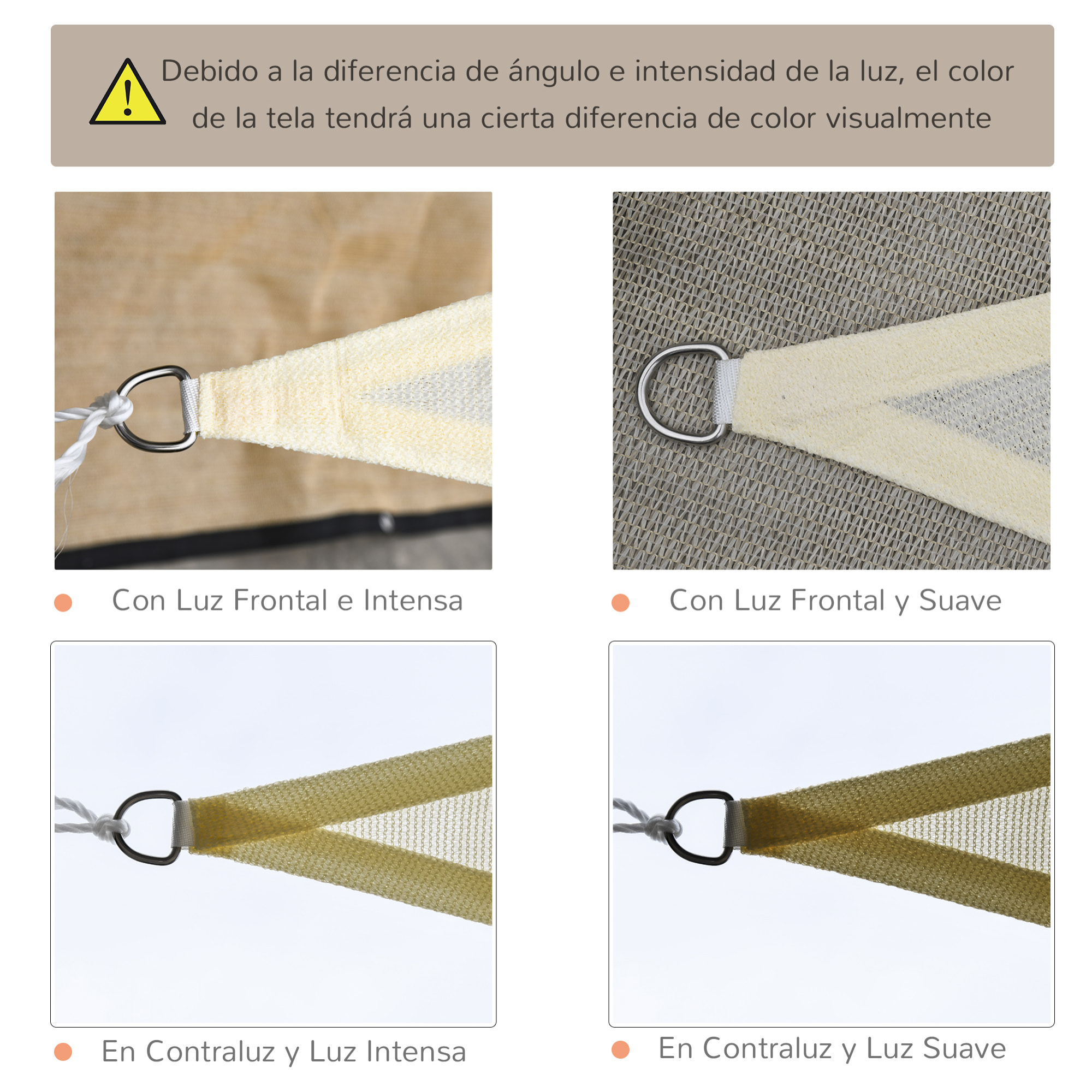 Toldo Vela Triangulo Sombrilla Jardin Camping 3x3x3m Crema