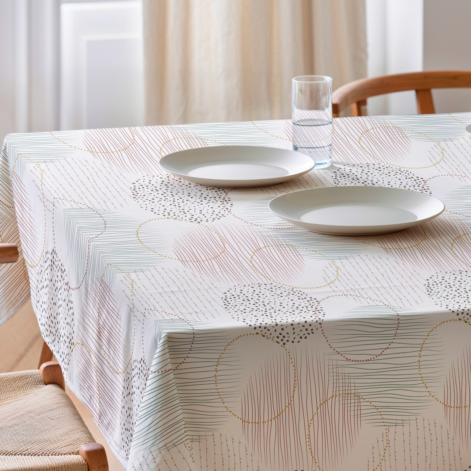 Nappe imprimée anti-tâches NAROA BLANCHE