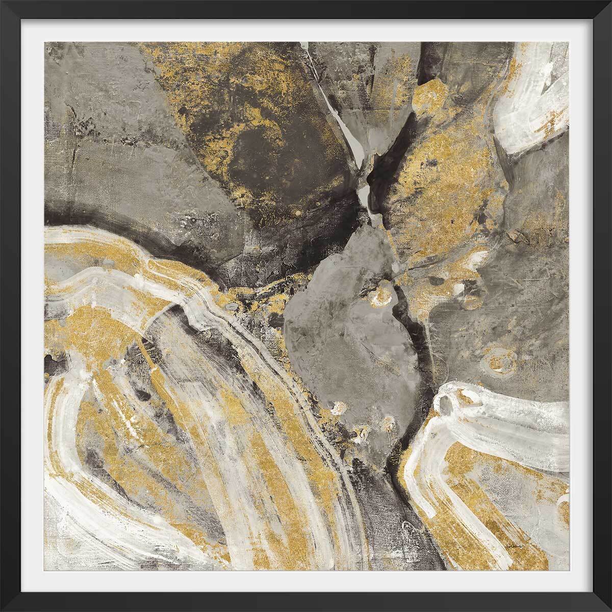Poster Rivière d'or Affiche + cadre en bois - Noir