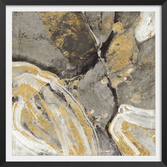 Poster Rivière d'or Affiche + cadre en bois - Noir