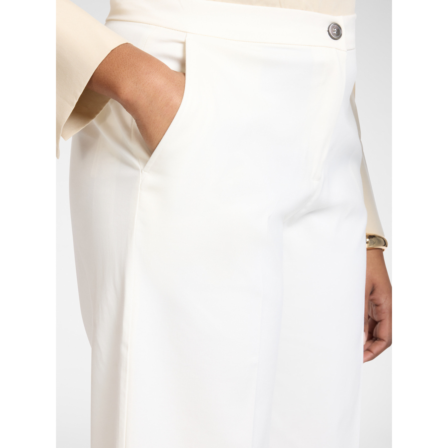 Elena Mirò - Pantaloni cropped in gabardina - Bianco