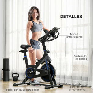 Bicicleta Estática con Resistencia Regulable Bici Estática Bicicleta de Fitness con Volante de Inercia 8 kg Pantalla LCD Manillar y Asiento Ajustable para Casa Gimnasio Azul