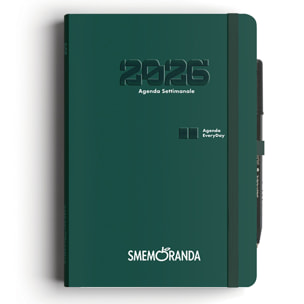 Agenda Smemoranda Everyday 2026 Settimanale 12 mesi , A5, verde