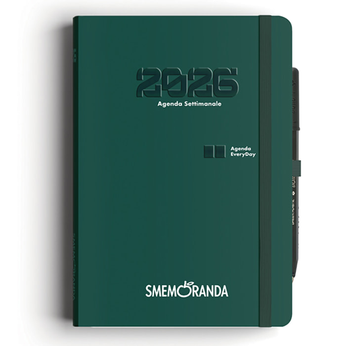 Agenda Smemoranda Everyday 2026 Settimanale 12 mesi , A5, verde