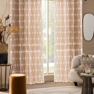 Rideau à œillets en polycoton avec motif métallisé - Noir