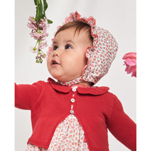 CAPOTA ESTAMPADO TOMATES Y PUNTILLA ROJO CORAL