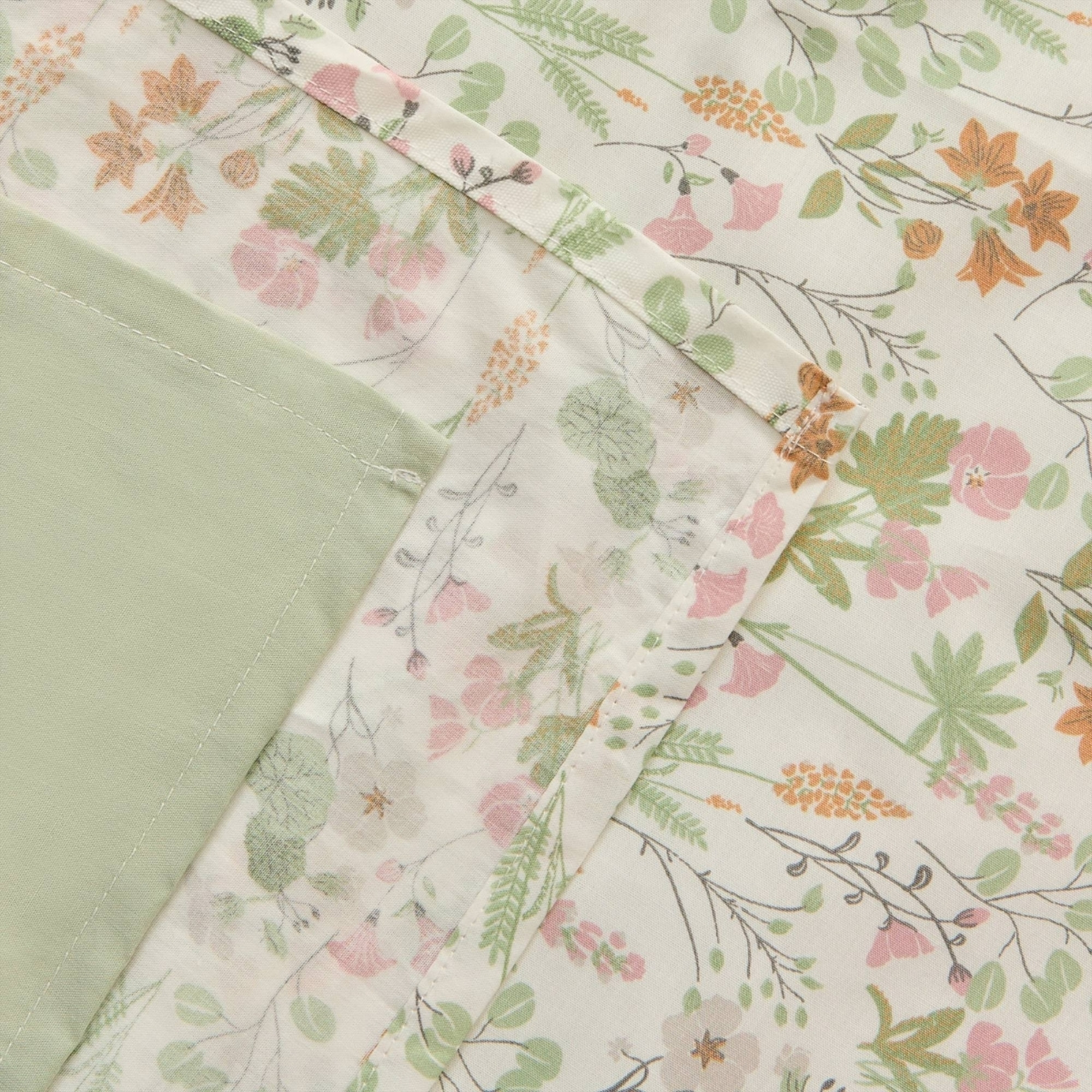 Funda nórdica algodón flores Ferda color verde 100% Algodón percal