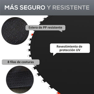 Tapete de Repuesto para Trampolín Redondo Ø262 cm Colchoneta para Trampolín de 10 Pies Anti-UV y 8 Filas de Costuras Negro