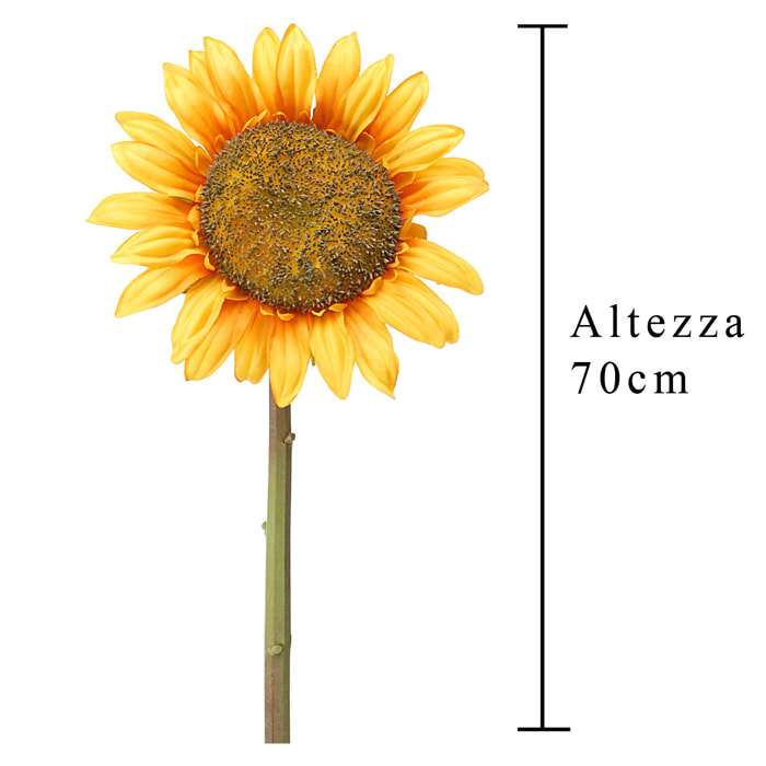 Girasole. Altezza 70 Cm - Pezzi 4 - 25X70X25cm - Colore: Giallo - Bianchi Dino - Fiori Artificiali