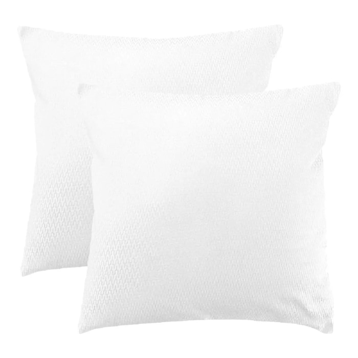Lot de 2 taies satin de coton motif jacquard blanc Vibrato blanc
