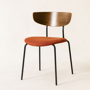 Lot de 2 chaises en bois et velours terracotta RIVA