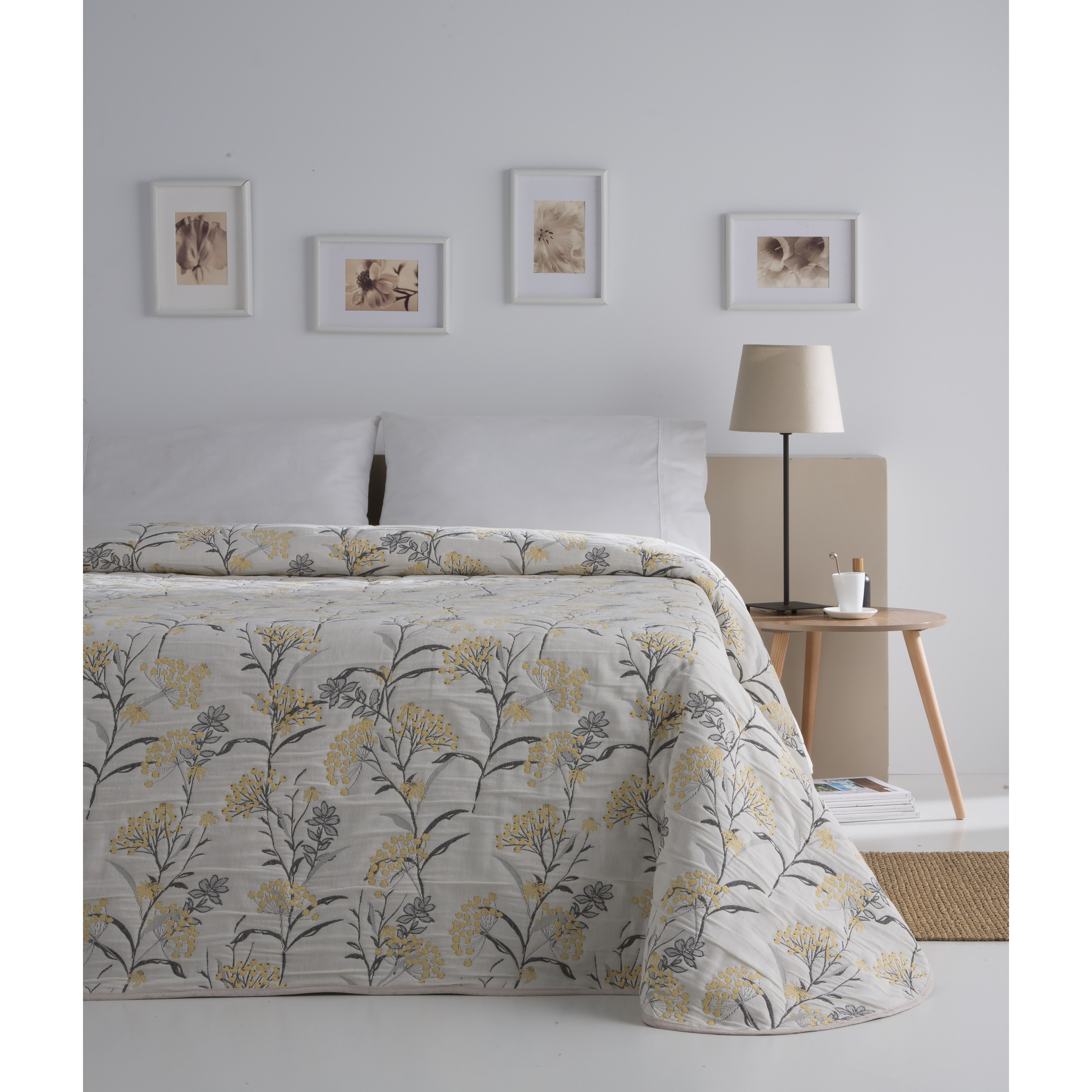 Couvre lit jacquard en coton lin