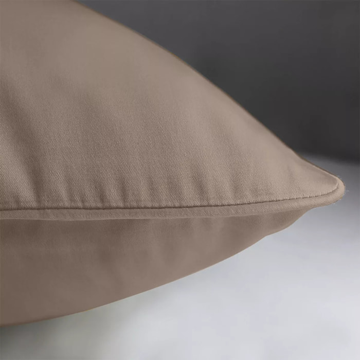 Lot de 2 taies satin de coton uni rose Ava uni rose fume