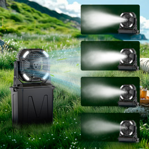 Ventilador F913 con 4 velocidades, 4 modos de spray y luces RGB con diferentes modos, depósito de 9L, temporizador y mando remoto. Incluye power bank 10.000mAh, 6W y viento máx. 5,2 m/s.