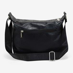 Bolso bandolera negro con cremalleras y tachas