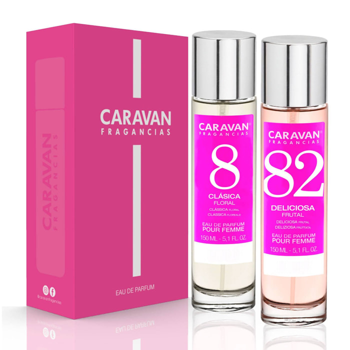 Caravan fragancias - caja de regalo con 2 perfumes: nº82 y nº8 de 150 ml, para mujer